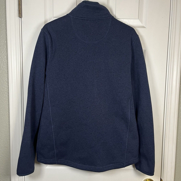 L.L. Bean Mens Size Medium Blue Fleece Zip Up Jacket Sweatshirt Slightly Fitted - Picture 2 of 7